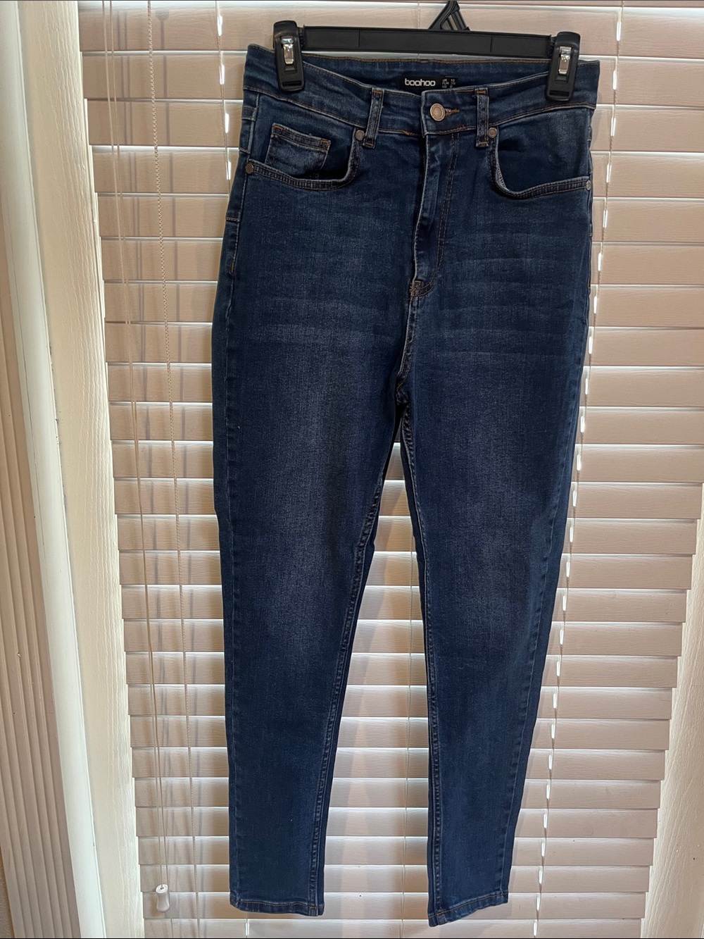 Boohoo Women's Dark Wash High-Rise Skinny Jeans